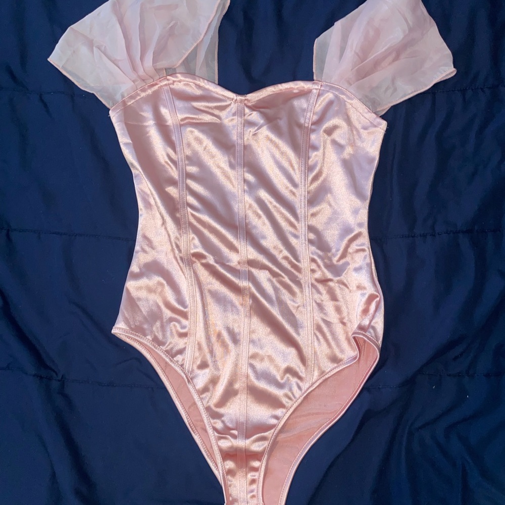 SHEIN Pink Satin Shapewear Bodysuit